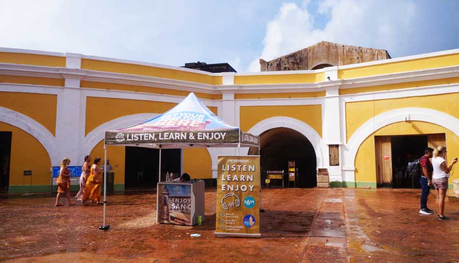 View of people in the Main Plaza of El Morro