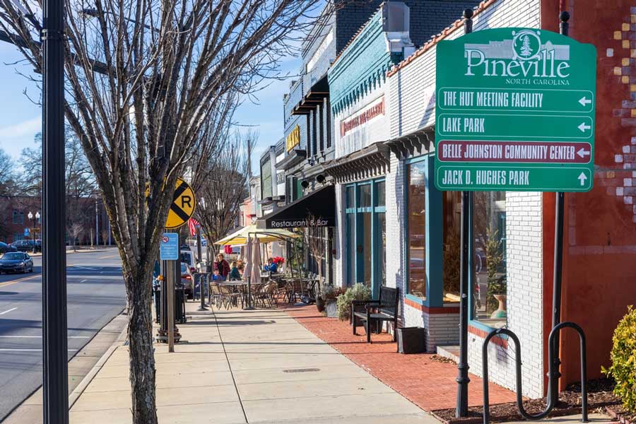 View from the Main Street Pineville in North Carolina