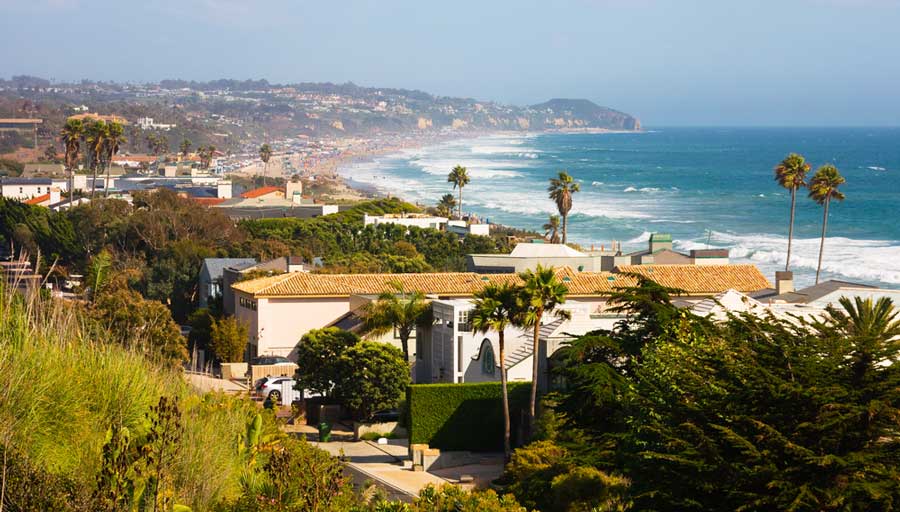 Aerial view of houses in Malibu beach