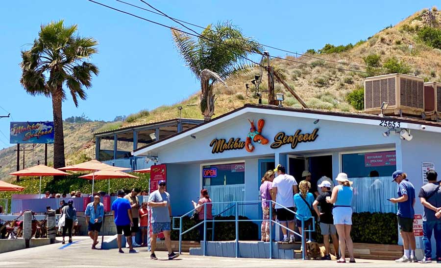 People in front of the Malibu Seafood