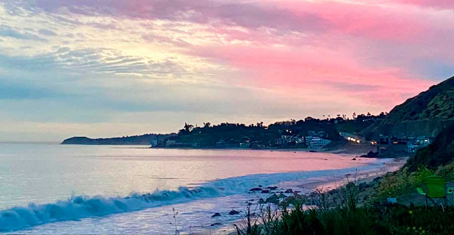 Colorful sky over Malibu during sunset