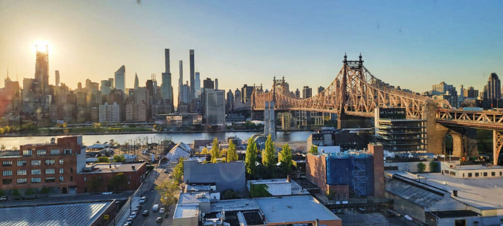 Panoramic view in Manhattan during sunset