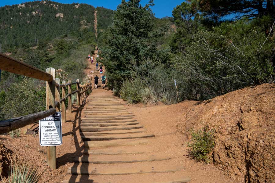 View of a stairs along the Manitou Incline