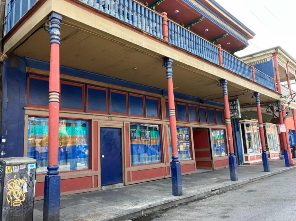 A colorful store from the outside in the Marigny neighborhhod