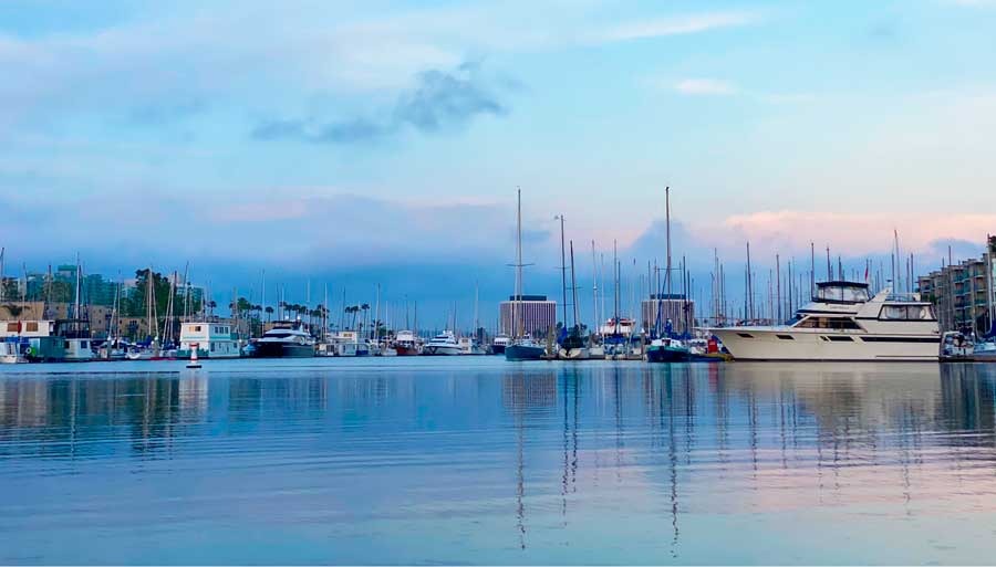 Boats and yachts on the Marina del Rey