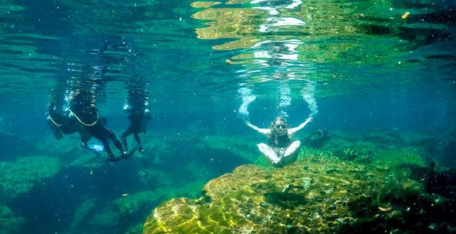 View of the author experiencing scuba diving