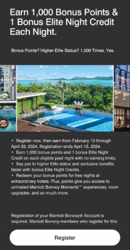 Details displayed at the Marriott Bonvoy App