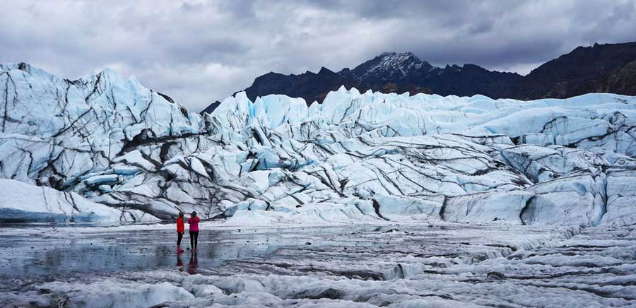View of people at the Matanuska Glacier