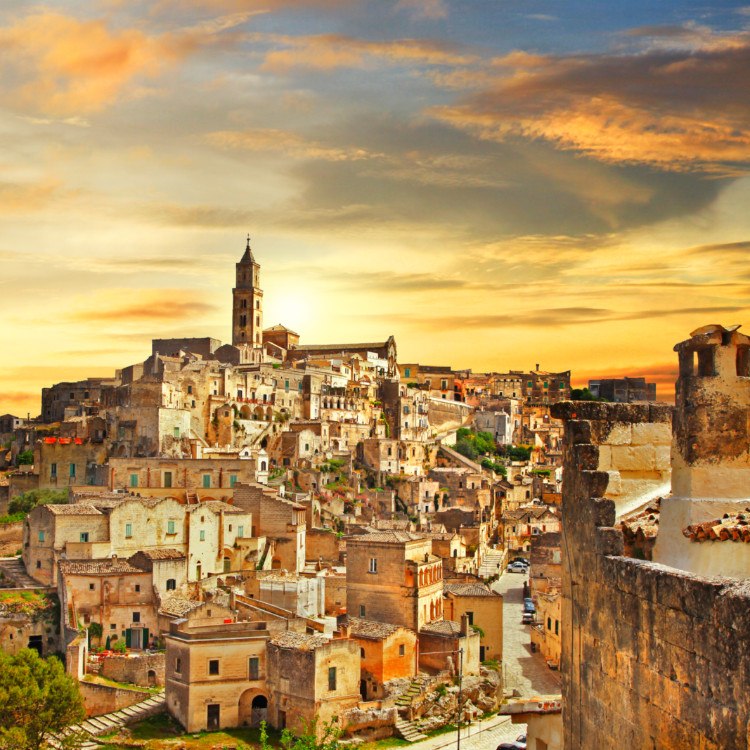 View of the sunset at Matera