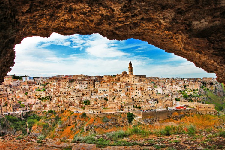 View of Matera Italy from Cave