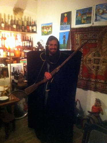 Matthew Reppond wearing a Georgian costume at his friend's house in Tbilisi, Georgia
