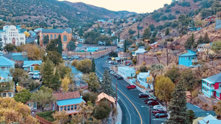 Aerial view of Maxfield Avenue in Bisbee