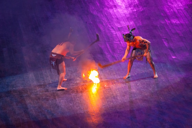 Mayan fire ball game in Xcaret