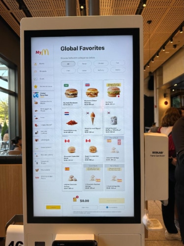 View of the global menu in McDonald's Global Headquarters