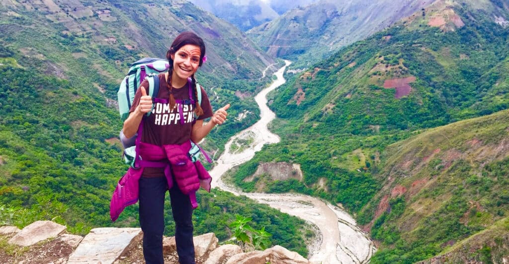The author McKenna Mobley, posing at the Inka Trail to Machu Picchu
