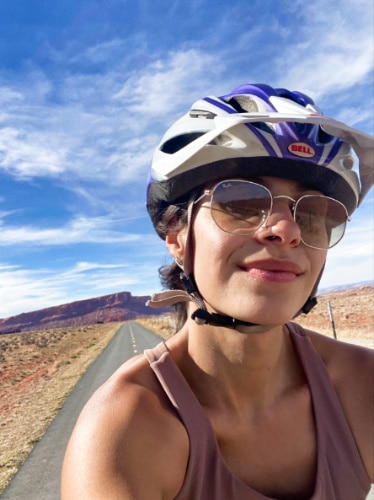 The author McKenna Mobley enjoying the bike ride in the Southwest