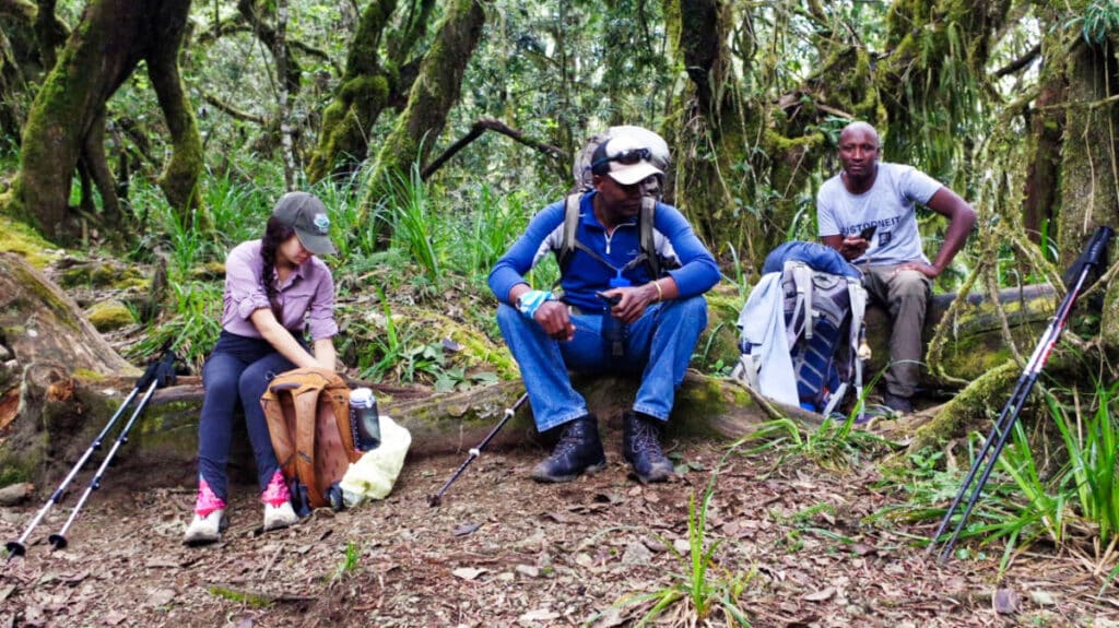 The author McKenna Mobley, resting with the other hikers on Mount Kilimanjaro
