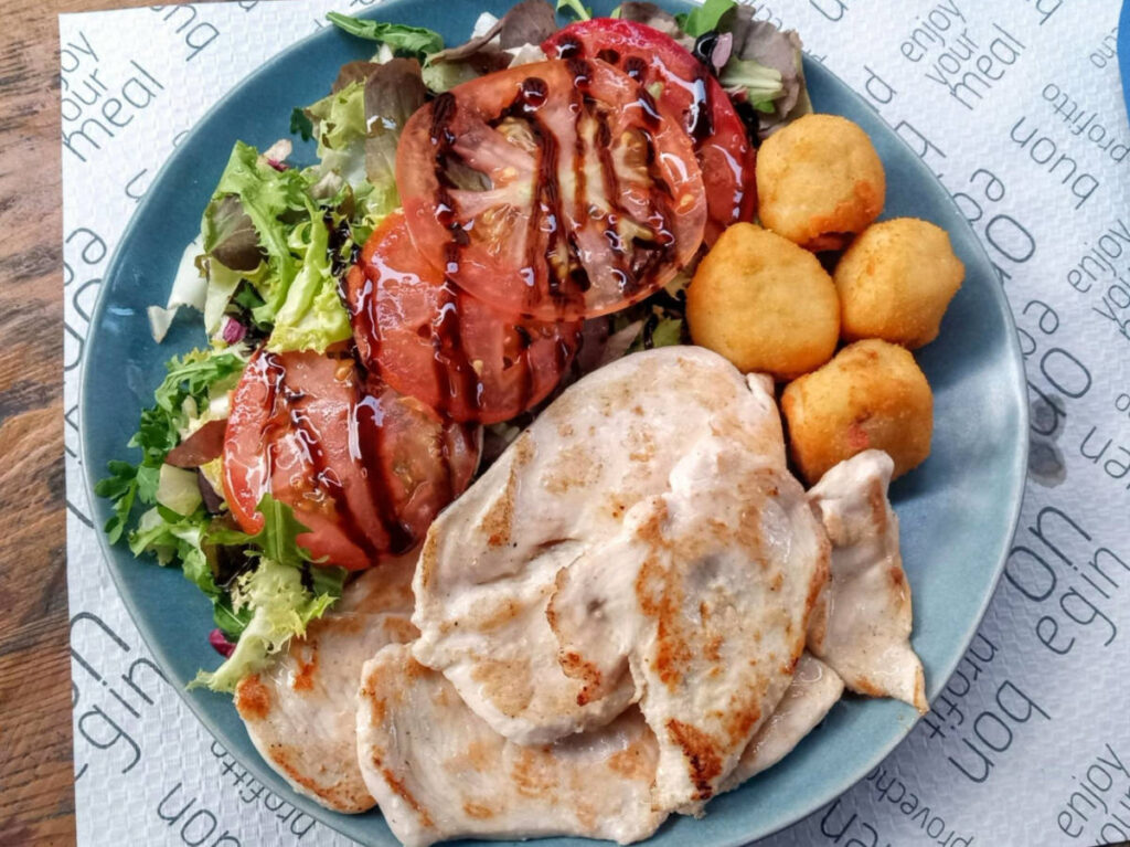 A plate of meal at La Griega in Tineo