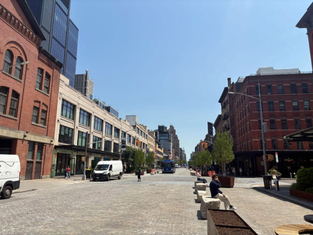 View of the cobblestone streets at the Meatpacking District