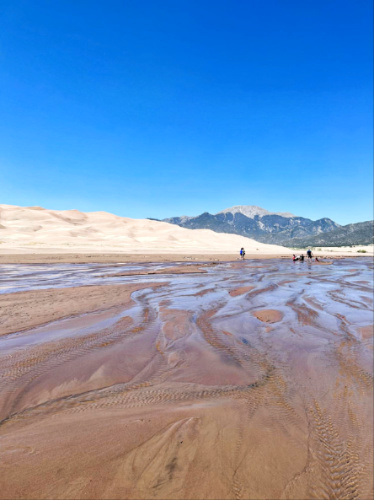 View of the vast Medano Creek at Great Sand Dunes National Park & Preserve