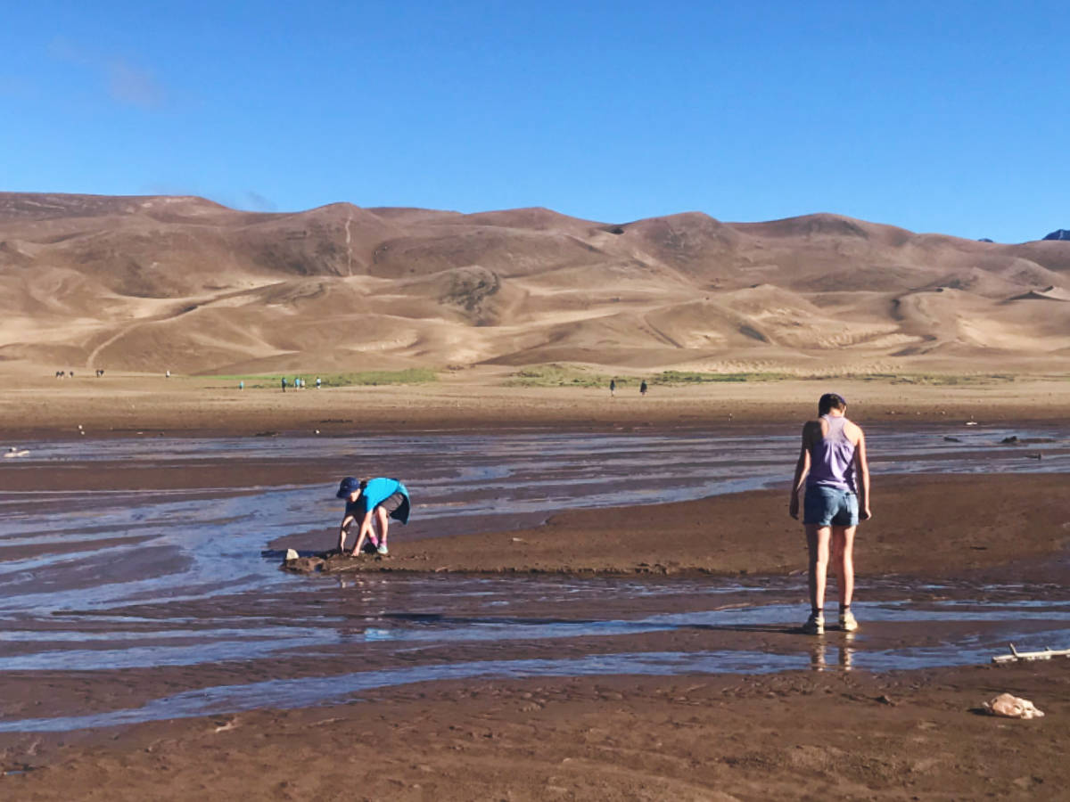 The author's kids exploring at the Medano Creek in Colorado