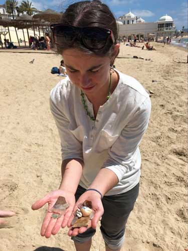 Meg O’Connor enjoying her day on a beach in Cadiz, Spain