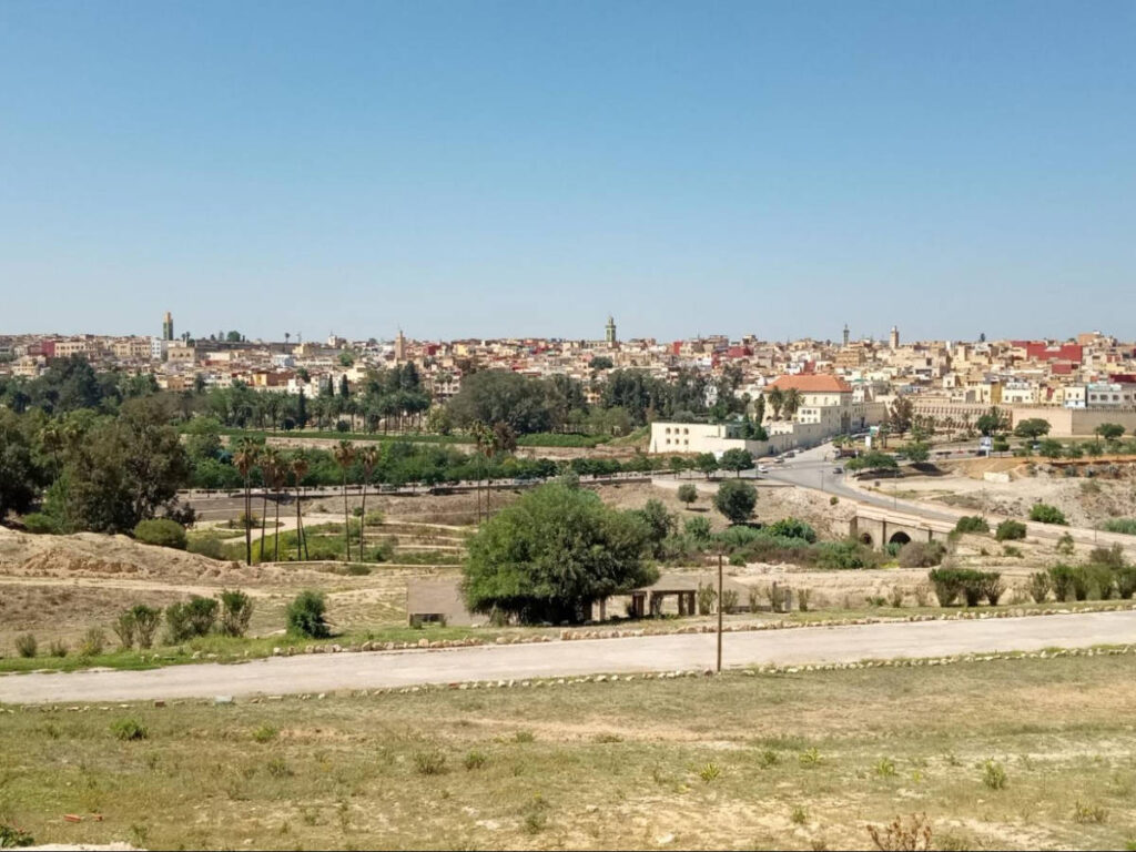 Clear blue sky over the city of Meknes