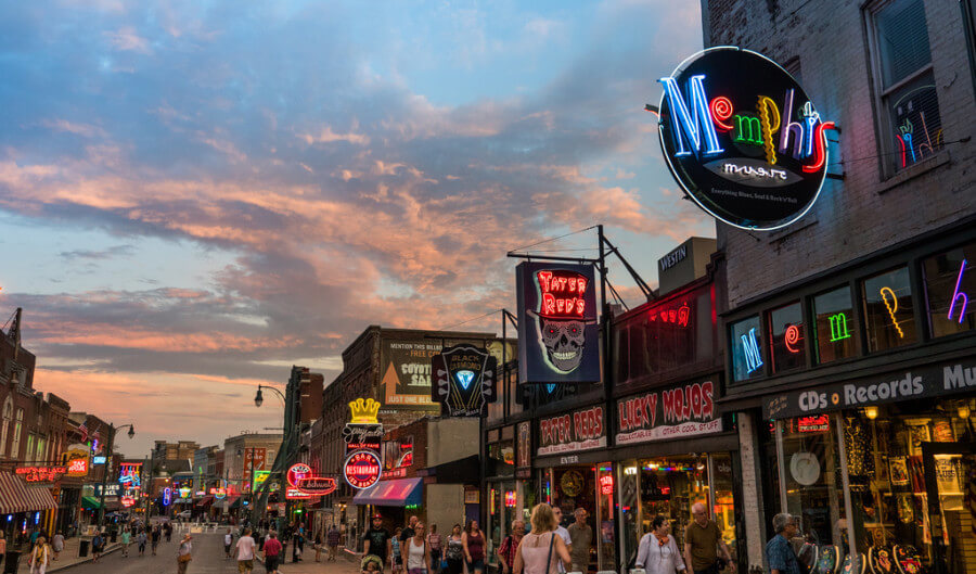 View of the signages outside the shops and restaurants at night