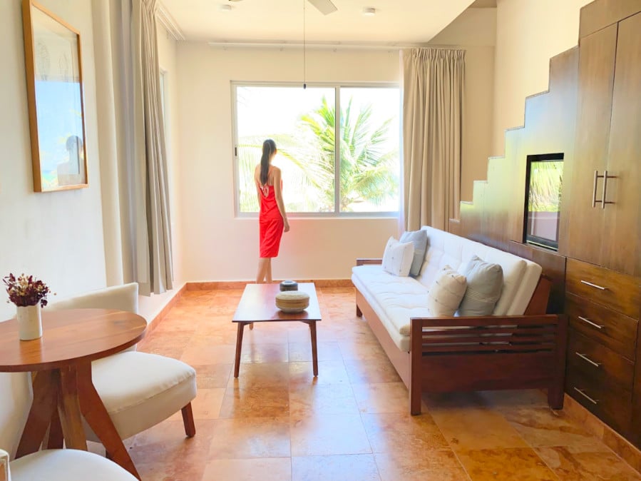 The interior of a room in Mereva Tulum Hotel
