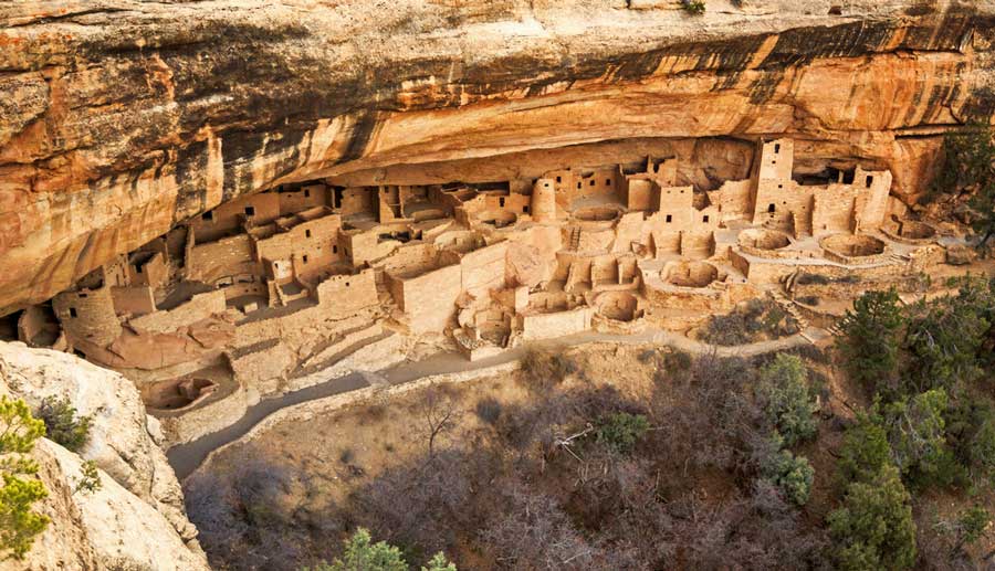 The cliff palace ruins in Mesa Verde National Park