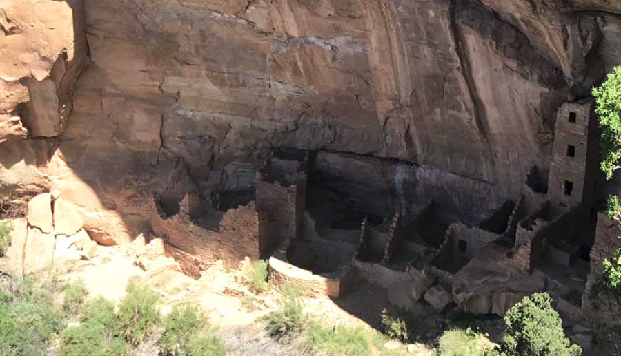 View of cliff dwellings in Mesa Verde National Park