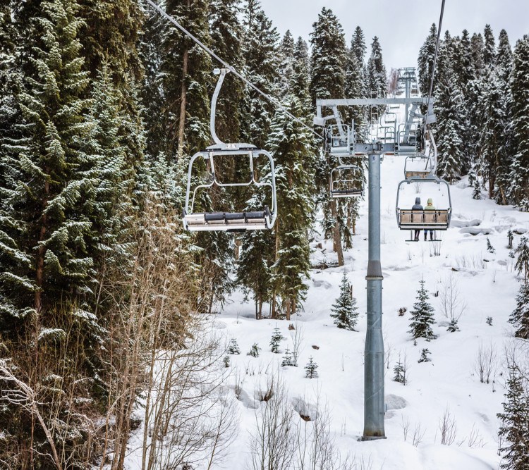 Ski lifts in Mestia in winter
