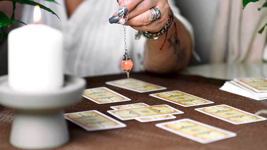 A woman reading tarot cards
