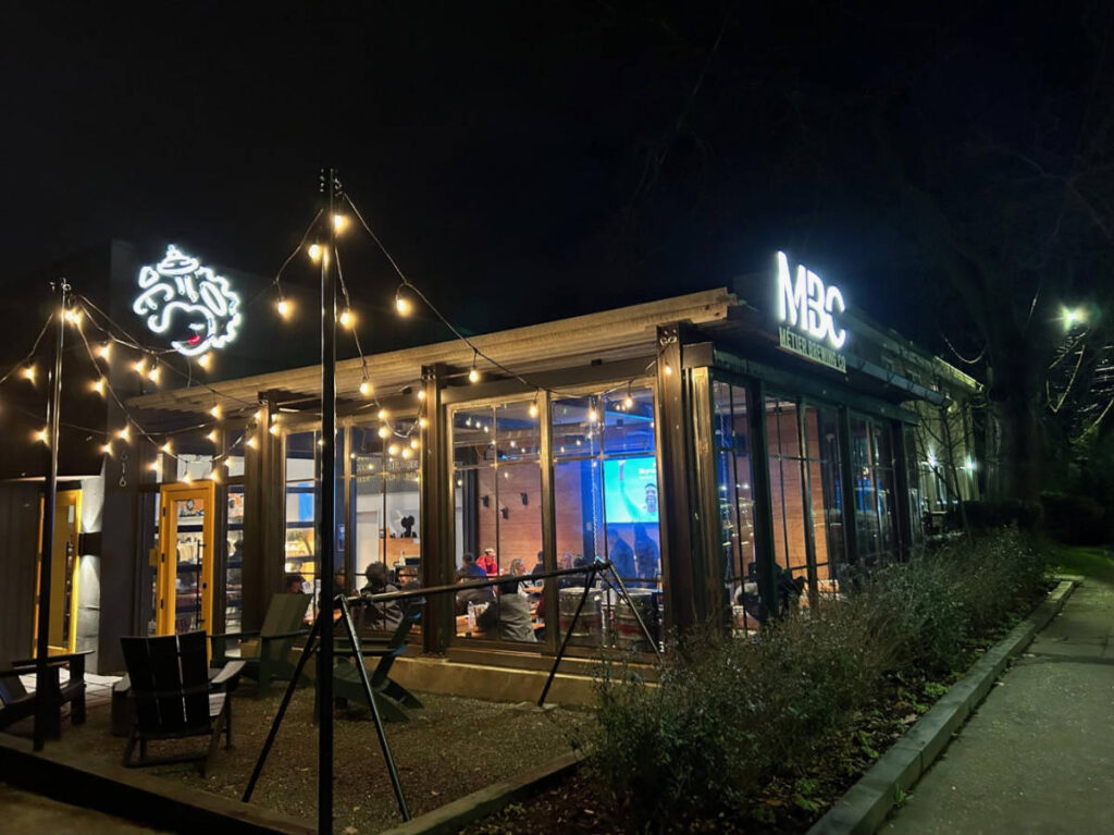 The Central District’s Metier Brewing Company at night