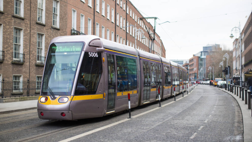 View of a metro train in Dublin
