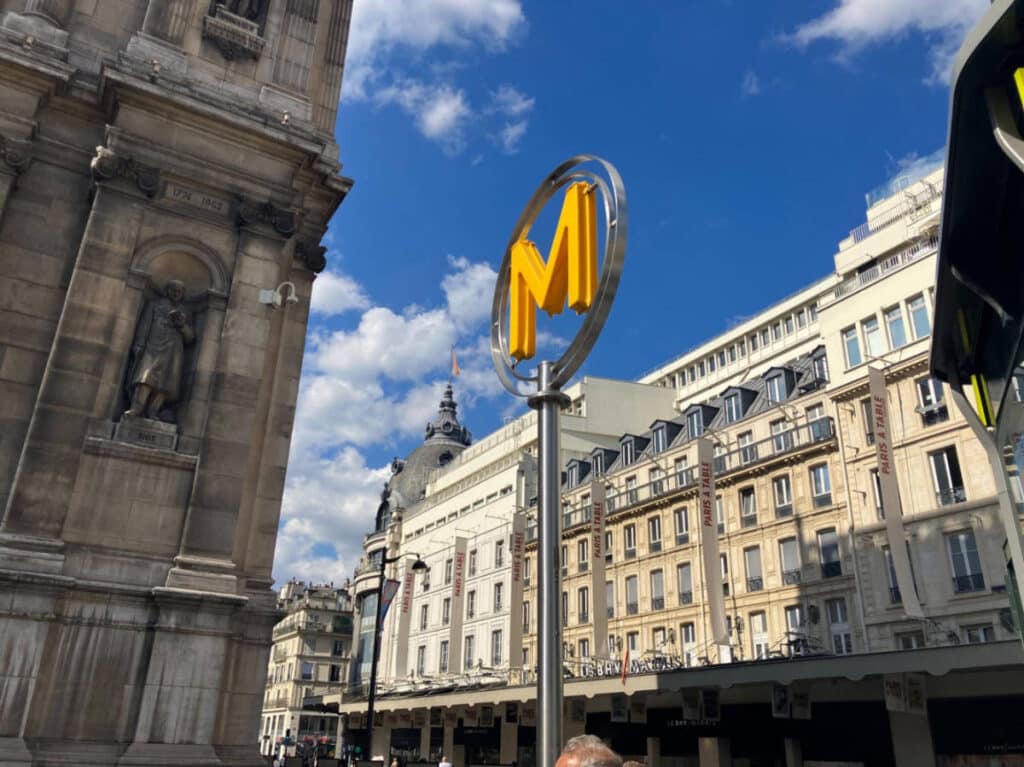A Metro Subway Station signage in Paris
