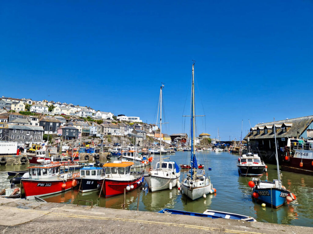 View of the boats at the fishing village of Mevagissey