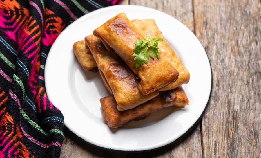 Mexican chimichangas on a plate