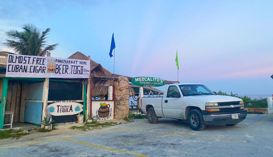 View of the Mezcalito’s Last Frontier and a car parked in front of it