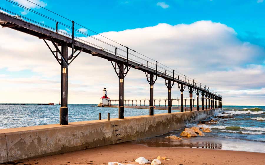 View of a lake along Michigan City