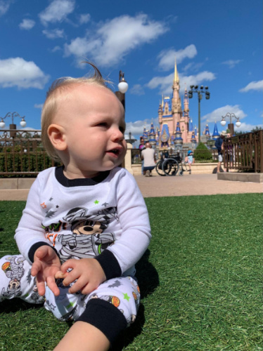 The author's son wearing his Mickey Halloween outfit in Magic Kingdom