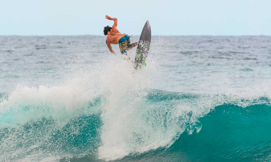 View of a surfer in Middles Beach