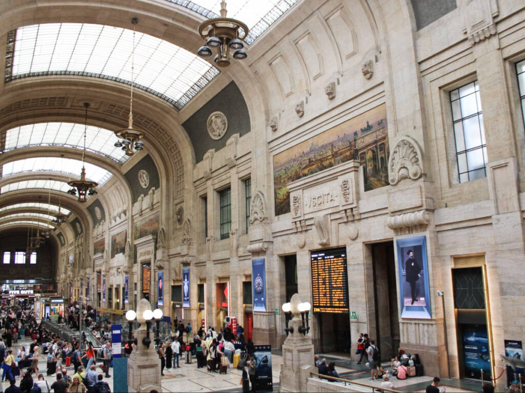 People at the Milan Central Station during a busy morning