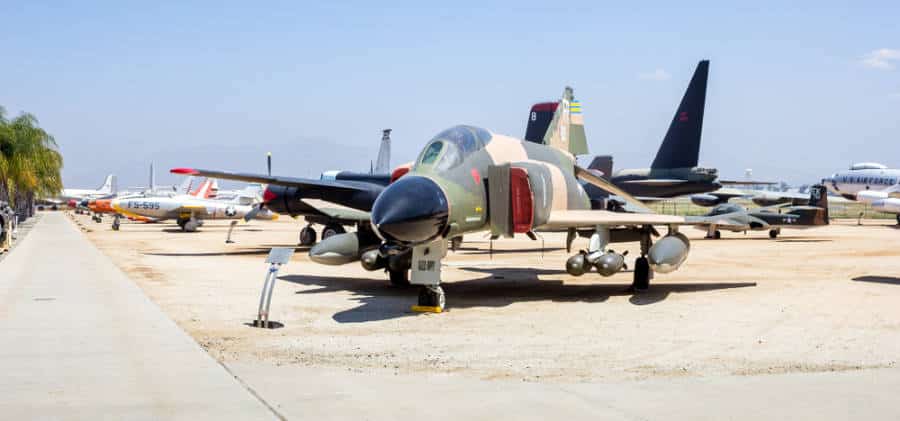 View of the military plane and other aircraft at the March Field Air Museum