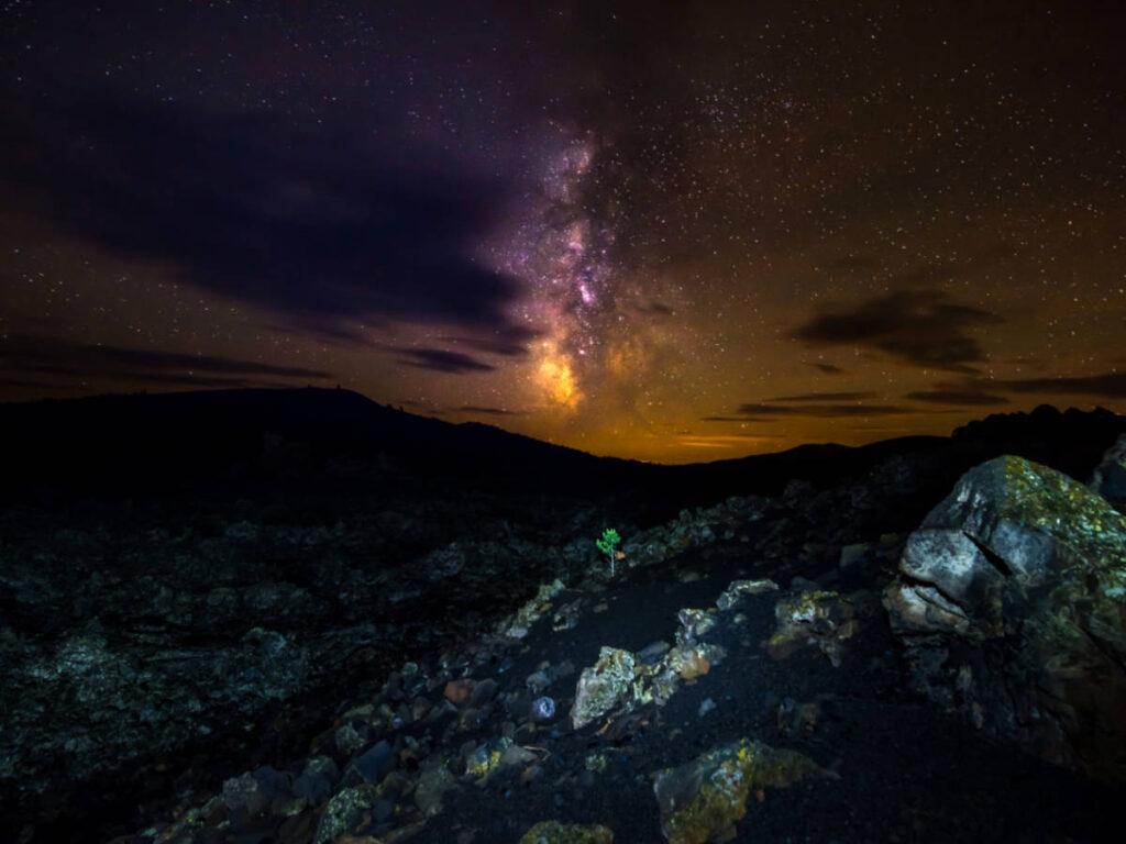 Scenic view of the milky way at the Craters of the Moon at night