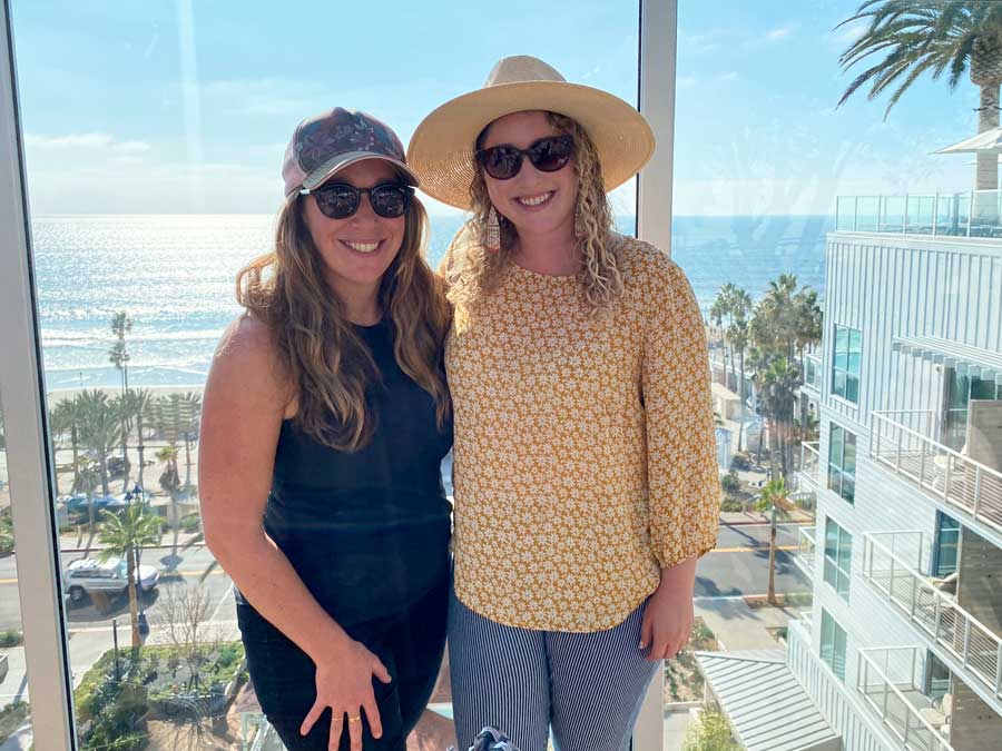 The author with her friend in Mission Pacific Hotel and the ocean view