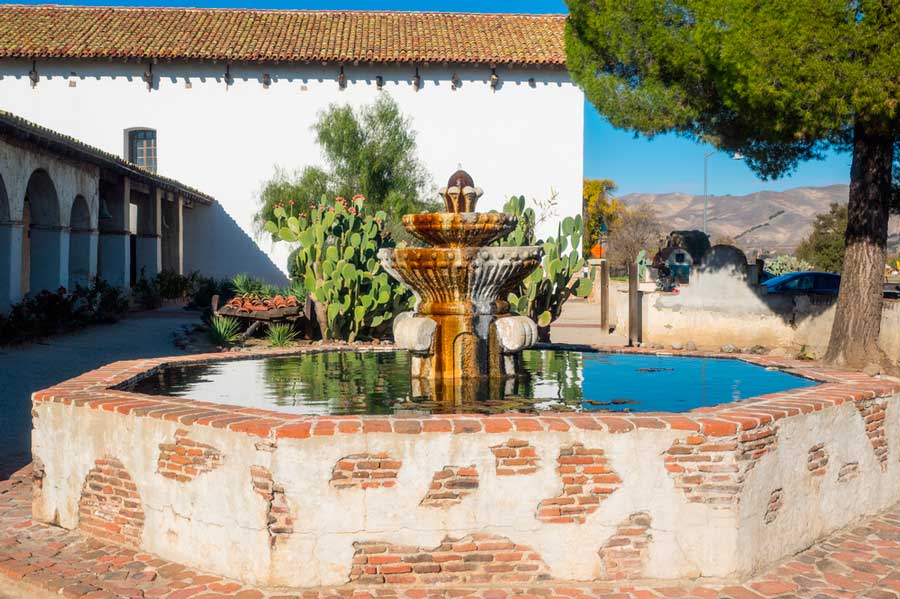View of a water fountain in Mission San Miguel Arcangel