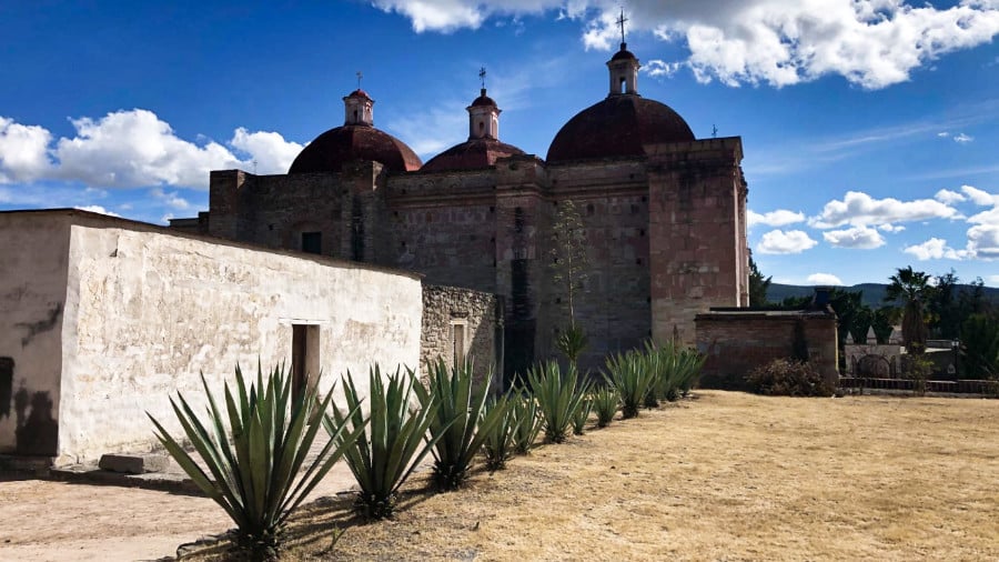 Exterior view of the Mitla archaeological site in Oaxaca
