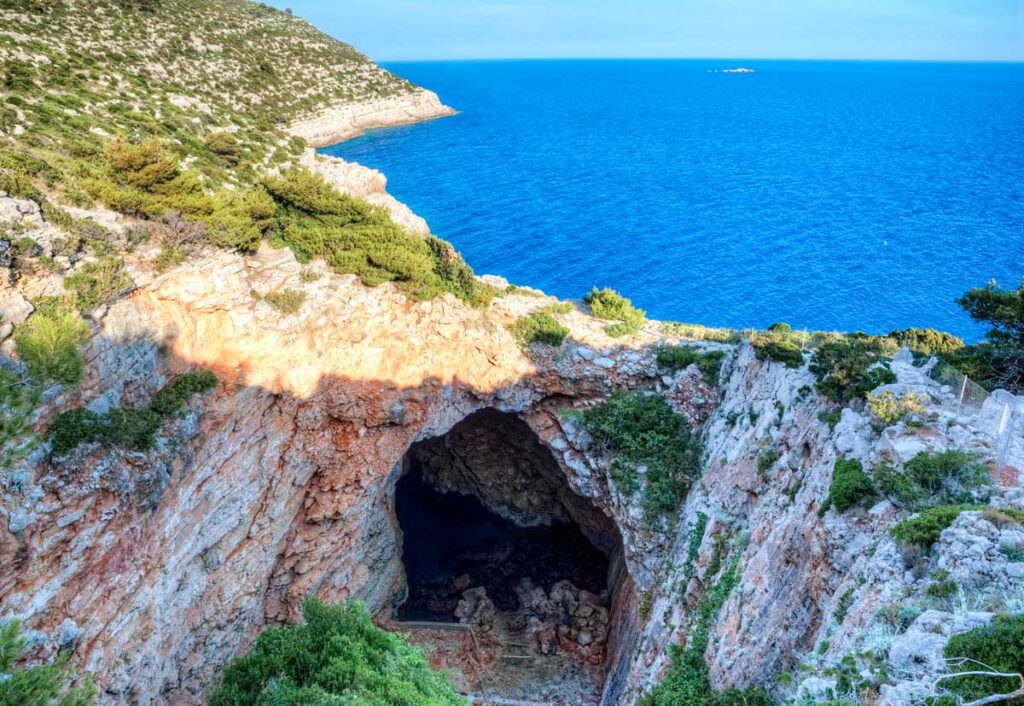 View of the Odysseus cave in Mljet Island