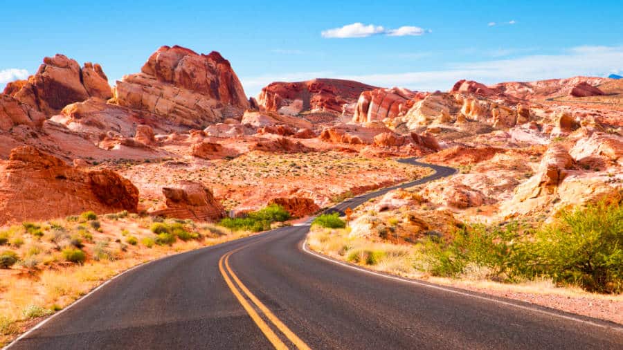 View of the road through Valley of Fire State Park